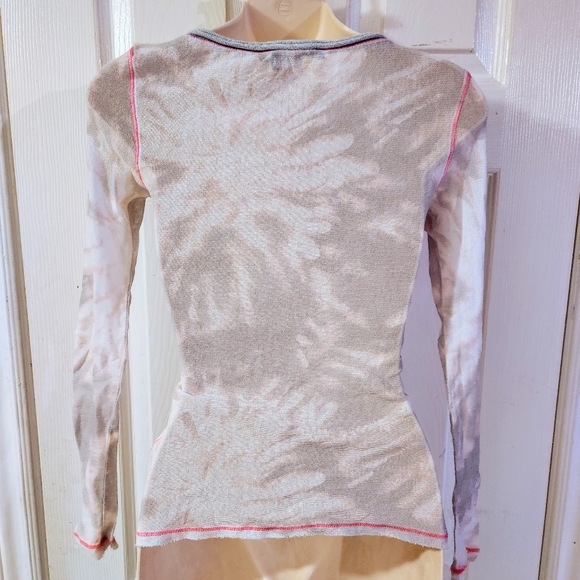 Marc Aurel Sheer Long Sleeve Neon Detail Top - Picture 6 of 7